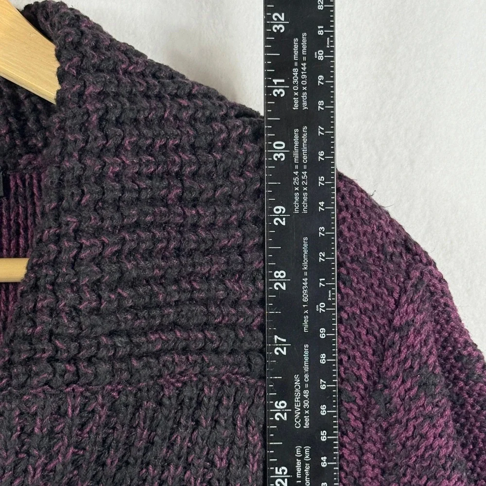 Nomadic Traders Cardigan Womens Large Purple Black Chunky Knit Boho Whimsigoth